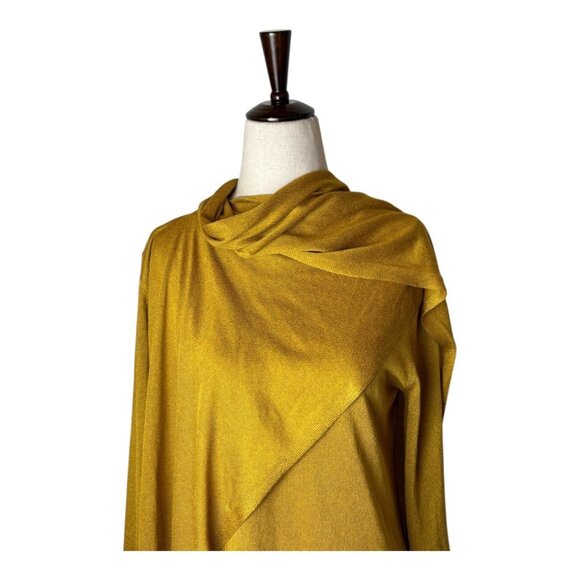 Sally Lapointe Sweater Women 8 Gold Metallic‎ Lightweight Knit Wrap Neck Luxury - Picture 6 of 11